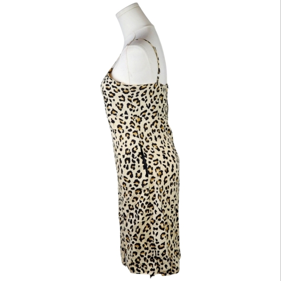 Rare Editions Leopard Print Slip Dress Size 14 Rayon Lined Animal Y2K Glam - Picture 3 of 9